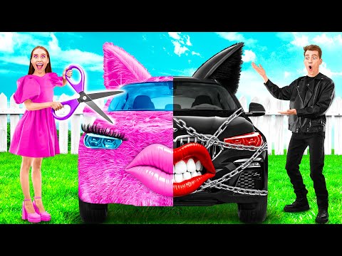 Видео: Розовая машина vs Черная машина Челлендж | Смешные Моменты от Funny Funny