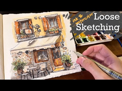 Видео: Урок рисования тушью и акварелью | Отель в Венеции