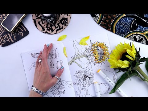 Видео: Как нарисовать подсолнух: урок скетчинга для начинающих