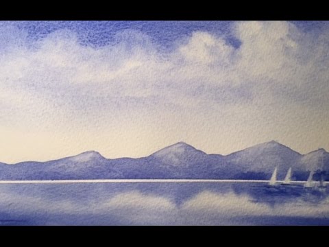 Видео: Акварель. Как легко и быстро нарисовать  картину одним цветом. Just UltramarineBlue.Watercolor