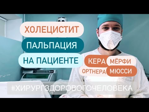Видео: Холецистит. Пальпация. Симптомы Мерфи, Кера, Ортнера и Мюсси.
