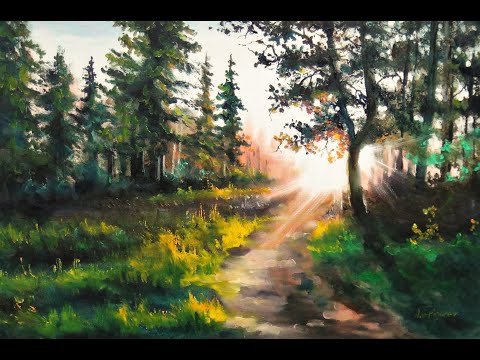 Видео: 💗 Рисуем бумагой и руками, летний, солнечный лес. Художник преподаватель Александр Григорьев