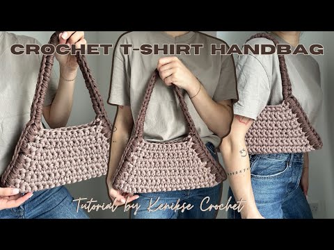 Видео: Урок по вязанию сумки-футболки крючком I Урок по вязанию сумки-шоппера для начинающих I Kenikse C...