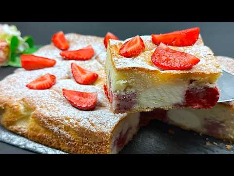 Видео: Простой торт, который можно приготовить за 15 минут! Известный рецепт клубники