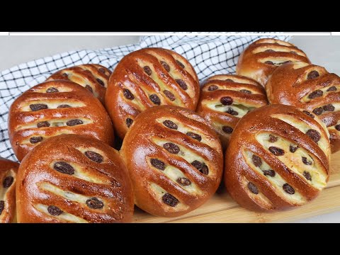 Видео: Невозможно устоять! Булочки с изюмом и заварным кремом.