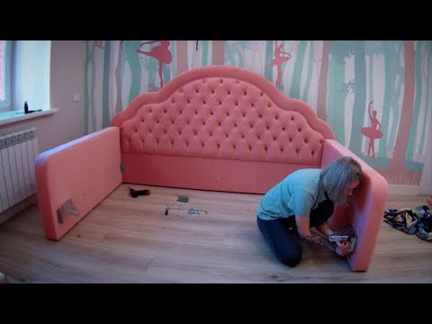 Видео: Кровать с мягким фигурным изголовьем и каретной стяжкой/Bed with soft, curly rim with diamond tufted