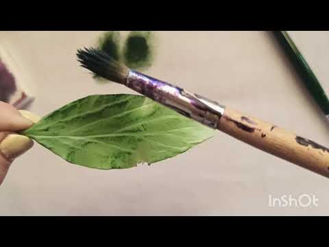Видео: как тонировать лист пиона из холодного фарфора, масляными красками