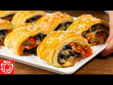Видео: Вкусные Рулетики из Слоёного Теста за 15 Минут! 🔥 Просто и Быстро!