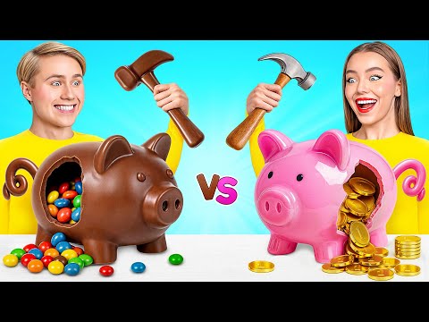 Видео: Челлендж. Шоколадная Еда vs Настоящая еда | Кухонные Лайфхаки и Хитрости от Multi DO Challenge