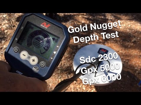 Видео: GPX 6000, GPX 5000 и SDC 2300. Тест глубины на золотые самородки. Настройки детектора Minelab #je...