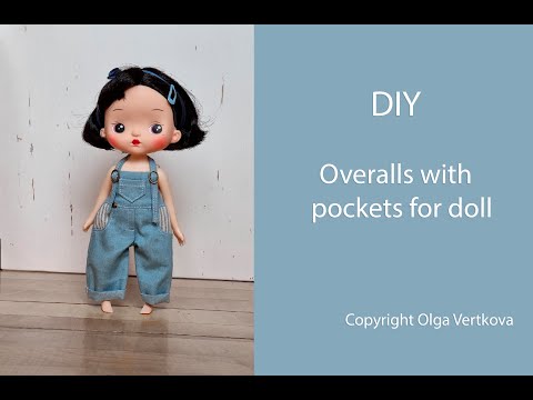 Видео: Overalls with pockets for doll. Комбинезон с карманами для куклы