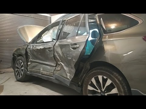 Видео: Subaru Outback.Боковой удар. Рихтовка всей левой стороны.Body repair.