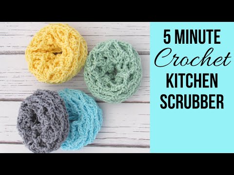 Видео: Как связать крючком лучшую кухонную скрабби за 5 минут | Как сделать кухонную скрабби для начинающих