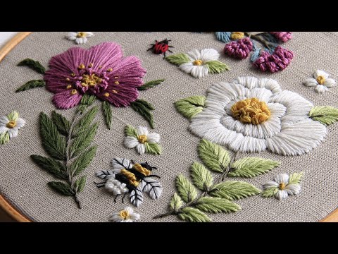 Видео: Вышивка для начинающих / Схема "Весенний букет"