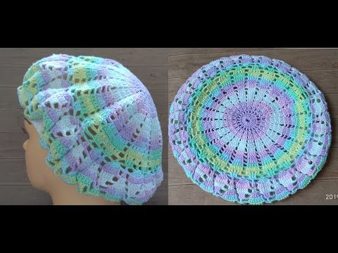 Видео: Берет крючком РАДУЖНЫЙ.Свяжет даже начинающий за 1 день.