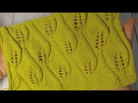 Видео: Шикарные листья спицами. Openwork pattern with knitting needles. Knitting pattern leaves.