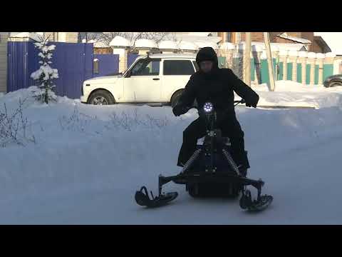 Видео: Мотобуксировщик Сигма-3 с рычажным лыжным модулем и реверсом. Обзор и покатушки.