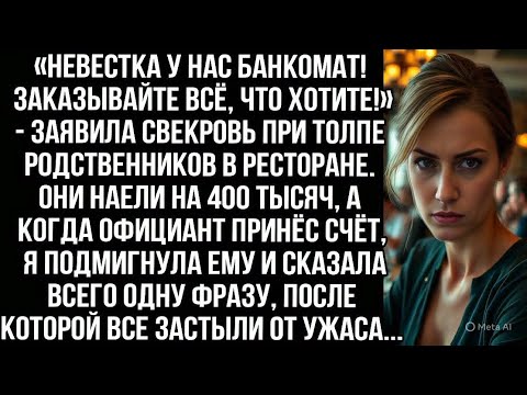 Видео: «Невестка у нас банкомат! Заказывайте всё что хотите!» — заявила свекровь. Её родные наели на 400тыс