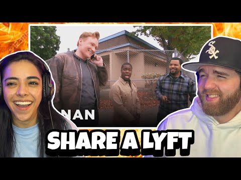 Видео: Первая реакция на: Айс Кьюб, Кевин Харт и Конан делят машину Lyft (CONAN на TBS)