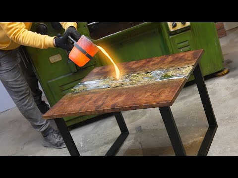 Видео: Стол из расплавленного металла и Bubinga.