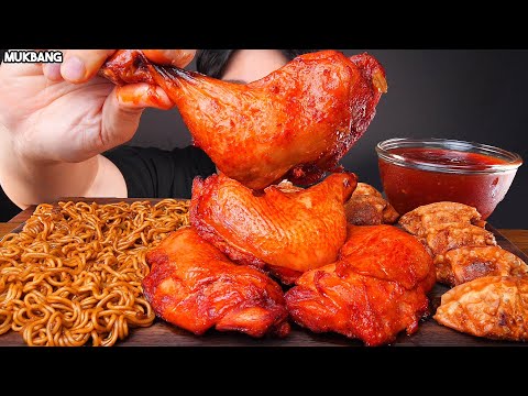 Видео: острая курица, лапша, клецки 🍗 SPICY BBQ CHICKEN NOODLES DUMPLING ASMR MUKBANG
