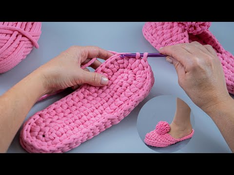 Видео: Удобные домашние тапочки/ следки крючком на подошве -  справится даже новичок!