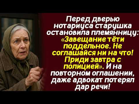 Видео: Перед дверью нотариуса старушка остановила племянницу: «Завещание тёти поддельное. Не соглашайся...