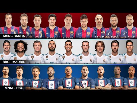 Видео: MSN Barcelona 2015 против BBC Real Madrid 2018 против MNM PSG 2023 – Столкновение гигантов | Рона...