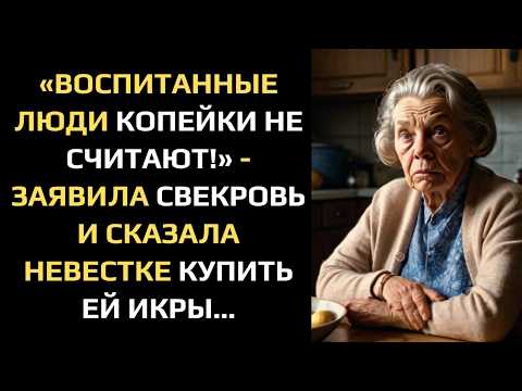 Видео: «ВОСПИТАННЫЕ ЛЮДИ КОПЕЙКИ НЕ СЧИТАЮТ!» - ЗАЯВИЛА СВЕКРОВЬ И СКАЗАЛА НЕВЕСТКЕ КУПИТЬ ЕЙ ИКРЫ...
