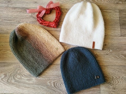 Видео: Шапка бини платочной вязкой. Мастер-класс спицами.