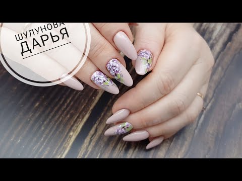 Видео: Маникюр с дизайном в стиле китайской росписи/Коррекция ногтей без опила/Длинные ногти/Шулунова Дарья