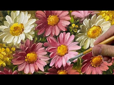 Видео: РОМАШКИ / ПОКРАСКА ШАГ ЗА ШАГОМ / РАЗНОЦВЕТНЫЕ ЦВЕТЫ / ТЕХНИКИ ЖИВОПИСИ, ЧТОБЫ УЗНАТЬ И РАССЛАБИТЬСЯ