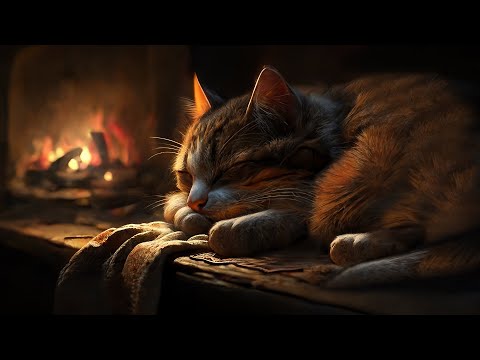 Видео: Засыпайте под кошачье мурлыканье и камин 🔥 Отдохните в уютной зимовке