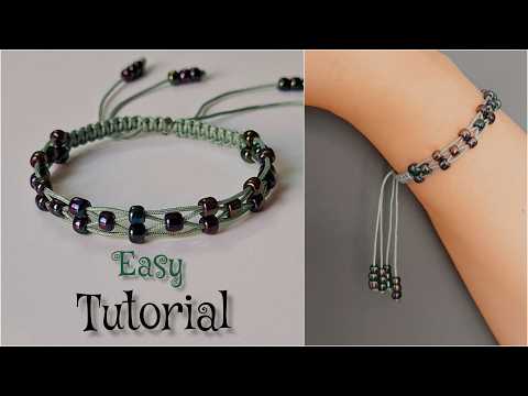 Видео: Простой и Элегантный Макраме-Браслет с Блестящими Бусинами | Идеально для Начинающих