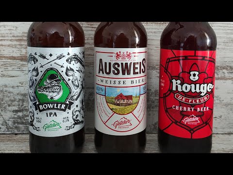 Видео: Обзор на пиво от пивоварни Gletcher. AUSWEIS, Rouge De Fleur, BOWLER IPA