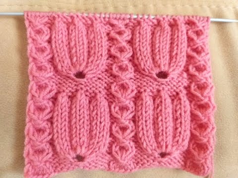 Видео: Узор цветок лотоса. Вязание спицами.