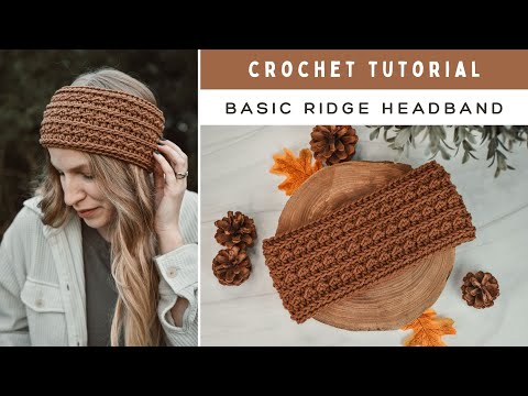 Видео: Урок по вязанию повязки на голову с гребнем крючком — схема для начинающих — 8 размеров