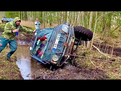 Видео: Перевернули Jimny - обзор уникального Cherokee - хардкор с двумя Nissan Patrol y61 | Latvian Offroad