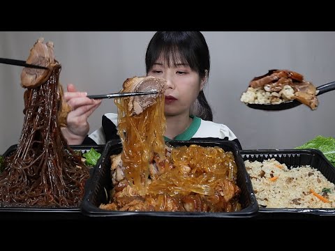 Видео: Острая еда, свиные ножки, жареный рис, лапша, мукбан
