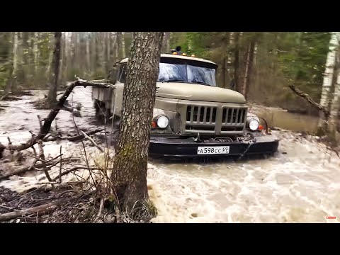 Видео: Зил 131, ГАЗ 63. Легендарные грузовики СССР на бездорожье, 4х4 и 6х6.