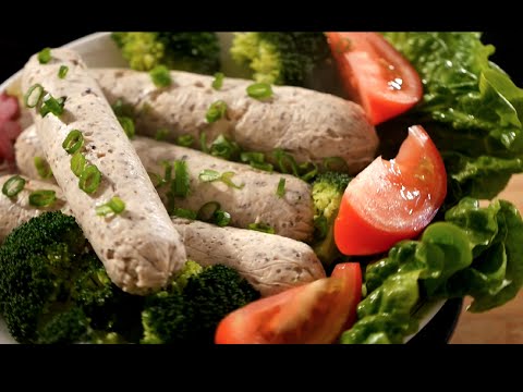 Видео: Диетические, куриные сосиски (колбаски) с грибами и креветками! SPORT КУХНЯ low fat sausage recipe