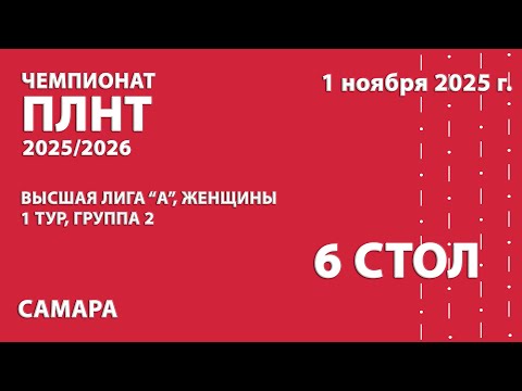 Видео: Чемпионат ПЛНТР 25/26. Высшая лига "А". Женщины. 1 тур. 2 группа. 6 стол. 01.11.25