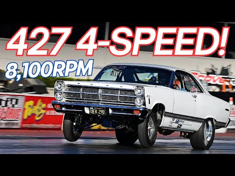 Видео: 1967 427 Fairlane 4-Speed ​​работает на 9 секундах и развивает скорость 8100 об/мин с FE Power!