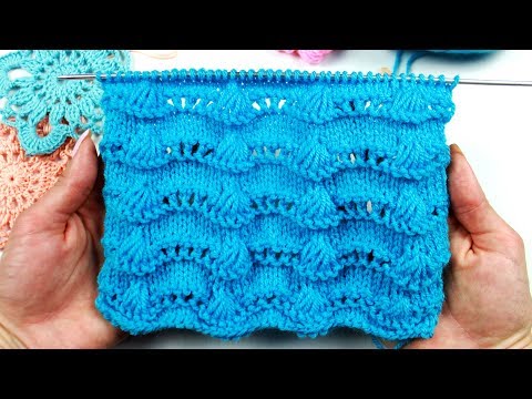 Видео: Узор Мидии. Ажурный узор спицами.