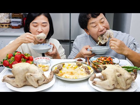 Видео: нурунгжи бэксук (суп из цельной курицы с жареным рисом) свежий кимчи МУКБАНГ EATING SHOW