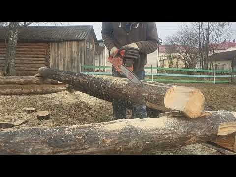 Видео: Сруб ч-2, выпиливаю лапы и паз.