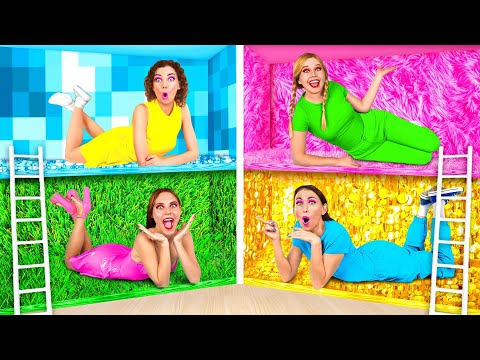 Видео: Секретные Домики под Кроватью Четыре Цвета Челлендж | Смешные Челленджи от Fun Teen