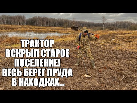 Видео: ТРАКТОР ВСКРЫЛ СТАРОЕ ПОСЕЛЕНИЕ У ПРУДА! Поиск золота с металлоискателем / Russian Digger
