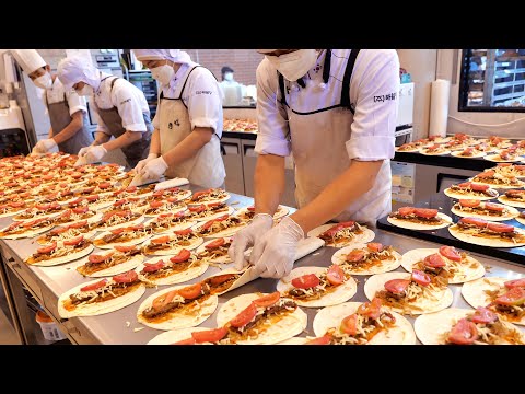 Видео: Массовое производство лепешек бульгоги, Свежие ингредиенты | Корейский десерт
