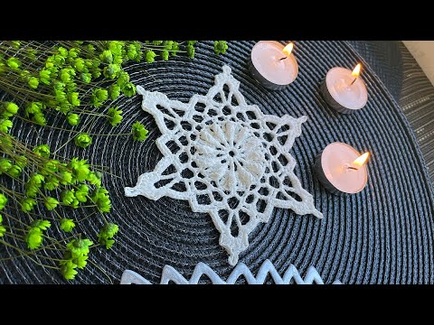 Видео: Снежинка крючком № 5, новогодний декор на ёлку